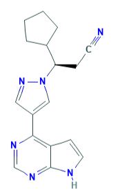 formula di struttura del Ruxolitinib, il farmaco contenuto in Opzelura (fonte: PubChem)